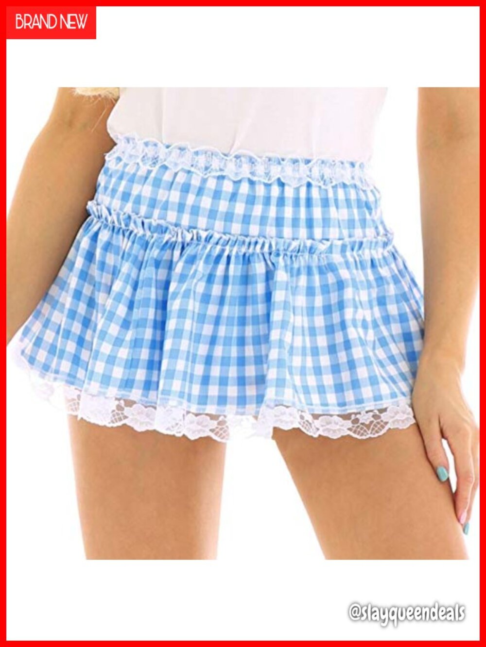 Gingham Pleated Mini Skirt Ruffle A-Line Y2K Cosplay Costume